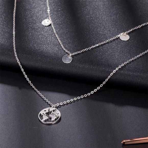 !!!5 for $25 Two Layer World Map Globe Necklace - Picture 5 of 6